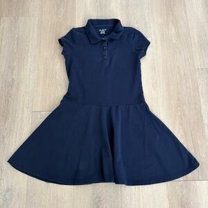 The Childrens Place Girls Uniform Dress Large 10/12 Navy Blue Soft Pique Polo